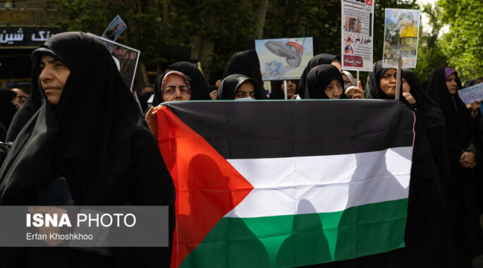 عکس/تجمع مردمی علیه جنایات رژیم صهیونیستی در میدان فلسطین – تهران